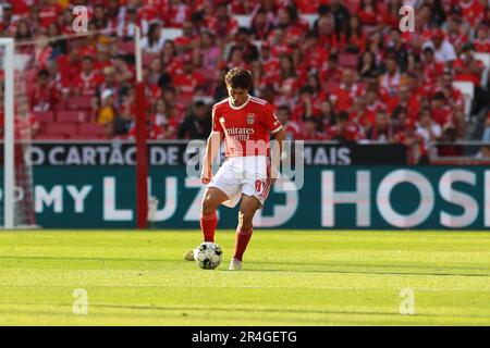 Lisboa, Portugal. 27th May, 2023. João Neves in action during the Liga Portugal Bwin match between SL Benfica vs Santa Clara at Estádio da Luz on 27th MAy, 2023 in Lisbon, Portugal (Valter Gouveia/SPP) Credit: SPP Sport Press Photo. /Alamy Live News Stock Photo