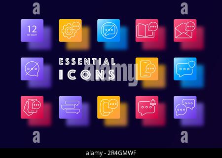 Options icon set. Set of gears and cogs symbolizing different choices and possibilities. Decision-making. Options concept. Glassmorphism style. Vector Stock Vector