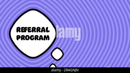 Speech bubble with referral program text. Boom retro comic style. Pop art style. Vector line icon for Business and Advertising Stock Vector