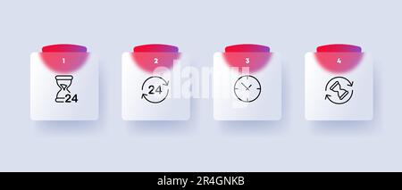 Timer icon set. Illustration of a clock or stopwatch used for measuring or tracking time. Deadline concept. Glassmorphism style. Vector line icon for Stock Vector