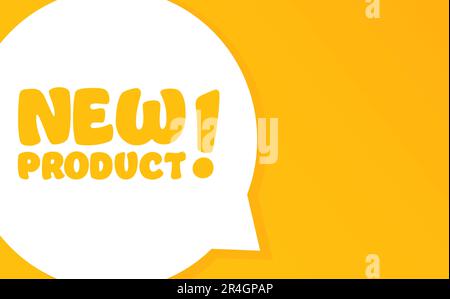 New product. Speech bubble with New product text. 2d illustration. Flat style. Vector line icon for Business and Advertising Stock Vector