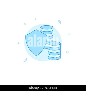 The deposit is protected, coin stack with shield simple vector line ...