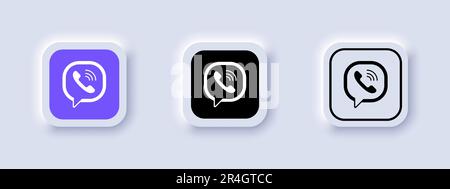 Collection of different Viber icons. Social media logo. Line art and ...