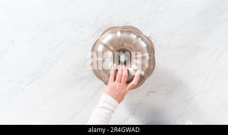 Gingerbread bundt cake with caramel filling Stock Photo