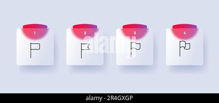 Flag icon set. Nations, states, organizations, unity, identity, pride. Banner concept. Glassmorphism style. Vector line icon for Business and Advertis Stock Vector