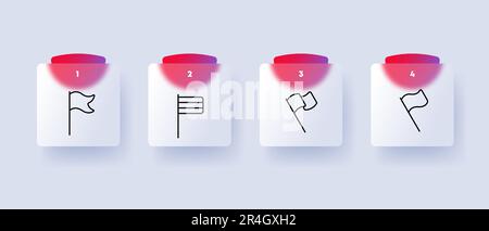 Flag icon set. Nations, states, organizations, unity, identity, pride. Banner concept. Glassmorphism style. Vector line icon for Business and Advertis Stock Vector