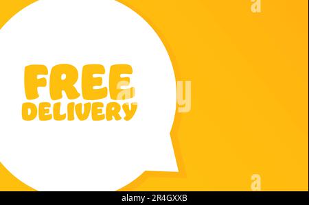Free delivery. Speech bubble with Free delivery text. 2d illustration. Flat style. Vector line icon for Business and Advertising Stock Vector