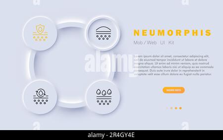 Skin moisturization icon set. Maintaining healthy and hydrated skin and representing. Skincare. Neomorphism style. Vector line icon for Business and A Stock Vector