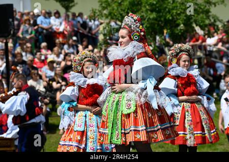 Vlcnov, Czech Republic. 28th May, 2023. The traditional Ride of the Kings, a festival celebrating spring, was held in Vlcnov, Czech Republic, May 28, 2023. Credit: Dalibor Gluck/CTK Photo/Alamy Live News Stock Photo