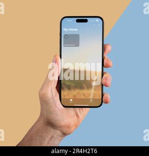 Lodz, Poland May 14 2023 Smart home app, mobile application for innovative house. Stock Photo