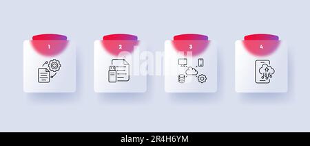 Cloud storage. Secure data storage, remote accessibility, backup, synchronization, convenience. Data protection. Glassmorphism style. Vector line icon Stock Vector