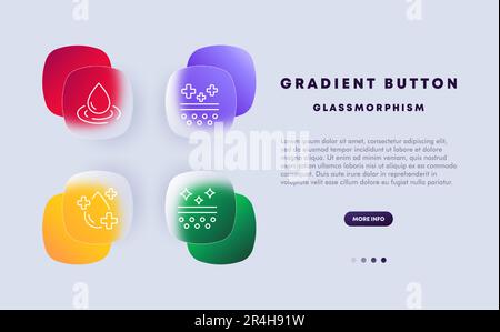 Skincare icon set. Skin health, skincare routine, cleansing, moisturizing, nourishment. Skincare. Glassmorphism style. Vector line icon for Business a Stock Vector