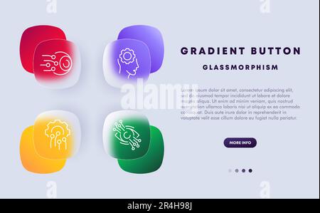 Biometric scanners icon set. Biometric identification, security verification, authentication. Personal recognition. Glassmorphism style. Vector line i Stock Vector