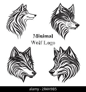 minimal wolf face logo collection in vector file Stock Vector