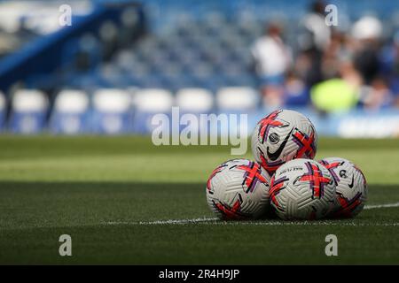 London, UK. 28th May, 2023. Generic shot of match balls during the Premier League match between Chelsea and Newcastle United at Stamford Bridge, London, England on 28 May 2023. Photo by Ken Sparks. Editorial use only, license required for commercial use. No use in betting, games or a single club/league/player publications. Credit: UK Sports Pics Ltd/Alamy Live News Stock Photo