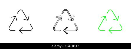 An illustration of a recycling symbol, representing the process of recycling and sustainability. Vector set of icons in line, black and colorful style Stock Vector