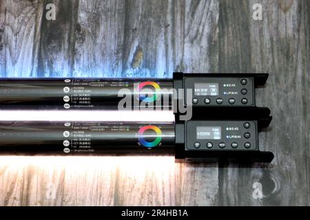 RGB Led tube light for filmmaking, photography and videography, RGB stick style tube with remote control to enhance and give creativity in photos and Stock Photo