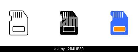 A vector illustration of a SIM card, which is a small chip used in mobile devices to store information. Vector set of icons in line, black and colorfu Stock Vector