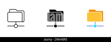 A simple and minimalistic folder icon, representing organization and file management for both personal and professional use. Vector set of icons in li Stock Vector