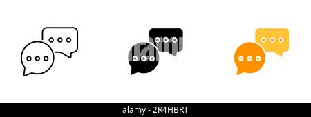 An image of a phone and a speech bubble, representing messages. Vector set of icons in line, black and colorful styles isolated. Stock Vector
