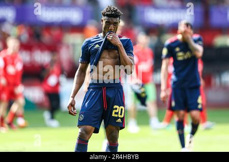 ENSCHEDE - Mohammed Kudus of Ajax is disappointed by the loss during the Dutch premier league match between FC Twente and Ajax at Stadion De Grolsch Veste on May 28, 2023 in Enschede, Netherlands. ANP VINCENT JANNINK Stock Photo