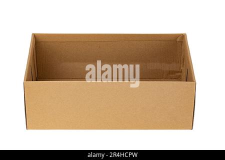 Cardboard box without lid. Isolated on a white background. File contains clipping path Stock Photo