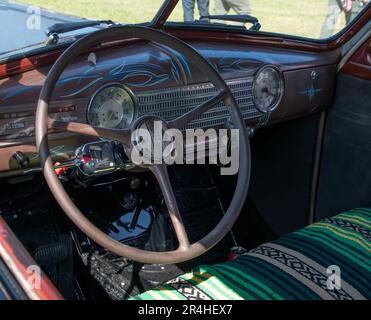 Interior of an American car at Run to the Sun show Newquay Cornwall 2023 . Stock Photo