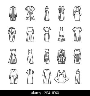 Dresses black line icon. Pictogram for web page, mobile app, promo. Stock Vector