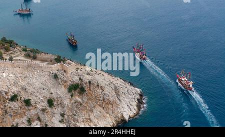 View from fortress, Alanya, Turkey. Bay in mediterranean sea. Stock Photo