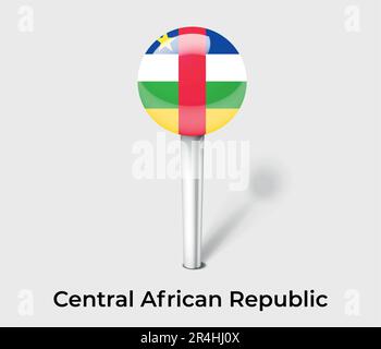 Central African Republic country flag pin map marker Stock Vector