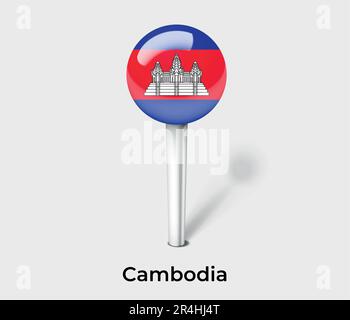 Cambodia country flag pin map marker Stock Vector
