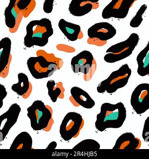 Abstract Hand Drawn Leopard skin. Seamless pattern Stock Vector