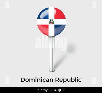 Dominican Republic country flag pin map marker Stock Vector