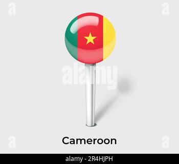 Cameroon country flag pin map marker Stock Vector