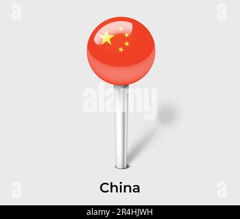 8China country flag pin map marker Stock Vector