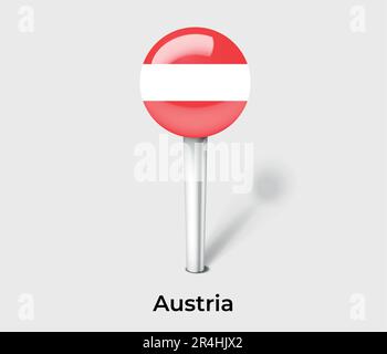 Austria country flag pin map marker Stock Vector