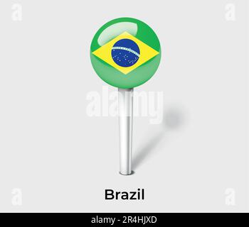 Brazil country flag pin map marker Stock Vector