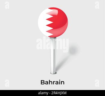Bahrain country flag pin map marker Stock Vector