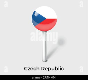 Czech Republic country flag pin map marker Stock Vector