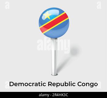 Democratic Republic of the Congo map pin flag icon. DR Congo pennant ...