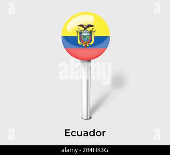 Ecuador country flag pin map marker Stock Vector