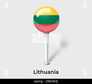 Lithuania country flag pin map marker Stock Vector