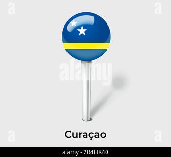Curacao country flag pin map marker Stock Vector