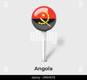 Angola country flag pin map marker Stock Vector