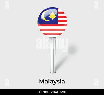 Malaysia country flag pin map marker Stock Vector