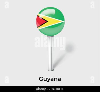 Guyana country flag pin map marker Stock Vector