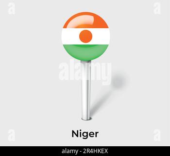 Niger country flag pin map marker Stock Vector