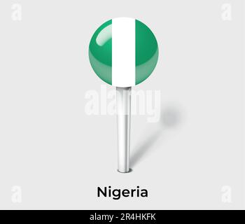 Nigeria country flag pin map marker Stock Vector