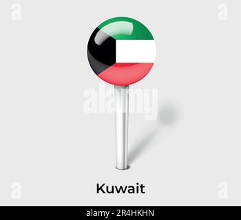 Kuwait country flag pin map marker Stock Vector
