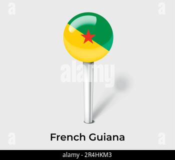 French Guiana country flag pin map marker Stock Vector